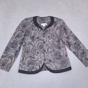 Vintage Pablo Collection‎ Blazer Jacket Womens 14 Floral Jacquard Button Front